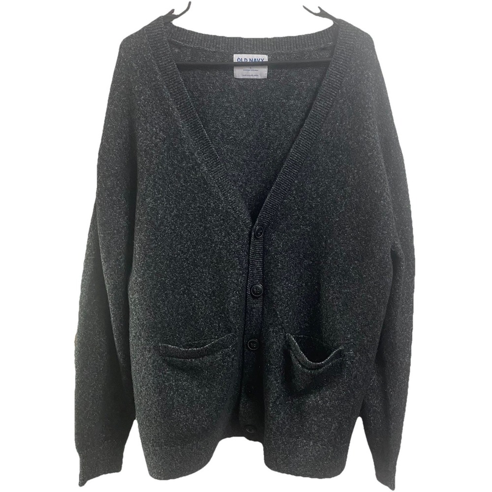 Old Navy Men's Dark Gray Button-up long sleeve Grandpa cardigan sweater Sz. L